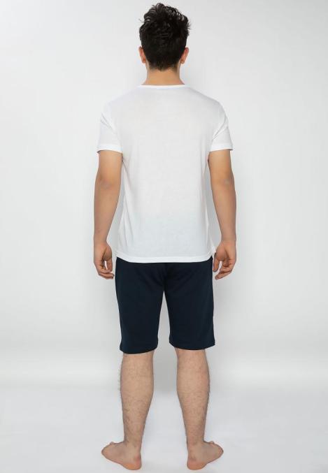 Pijama Bumbac & Moda bărbați,culoare alb-bleumarin, – Engros